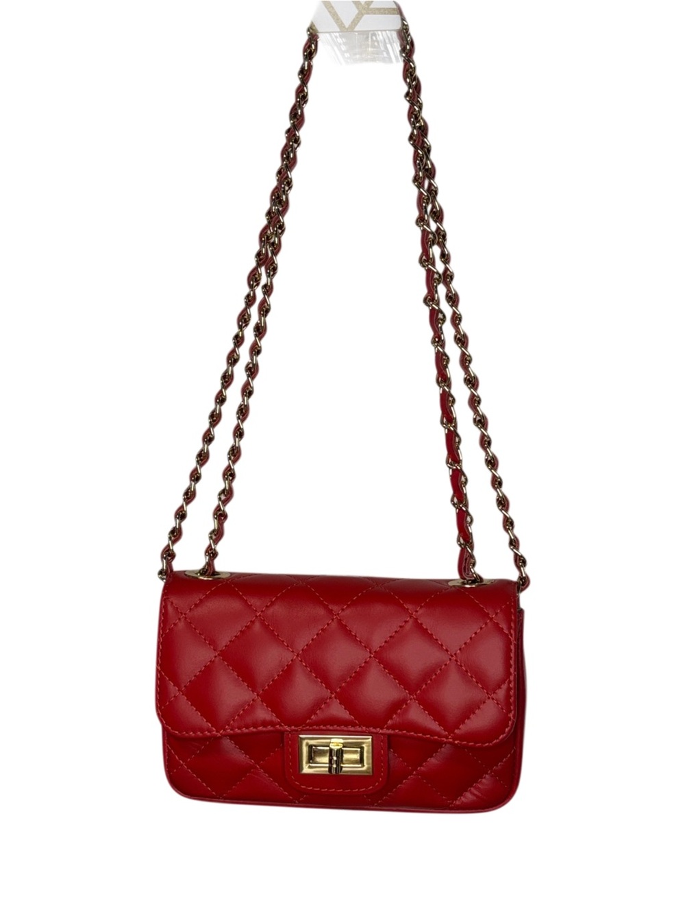 PERSAMAN NEW YORK Italian red quilted leather bag with gold chain strap - Picture 2 of 16